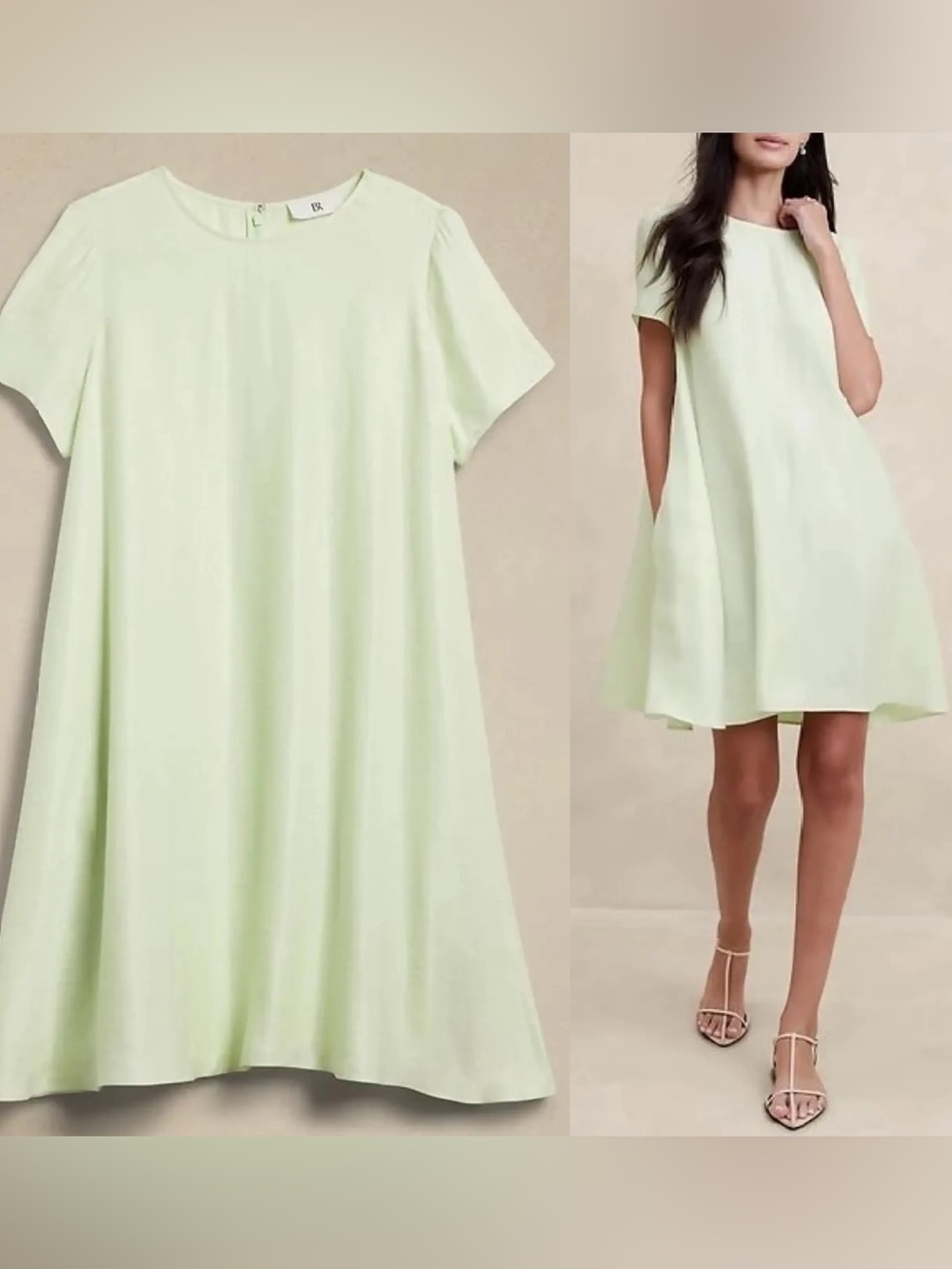 Banana Republic Pale Mint Short-Sleeve A-Line Mini Dress